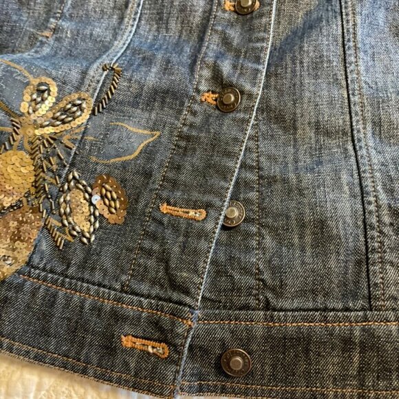 Coldwater Creek Embellished Beaded Denim Jean Jacket 14 - Picture 5 of 12